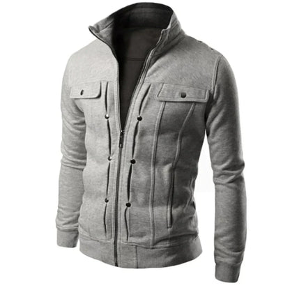 Veste Homme Sport Chic à Manches Longues et Fermeture Éclair
