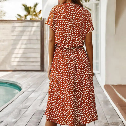 Evelina™ – Robe Chemise Femme À Pois Ajustable Élégance Estivale-6