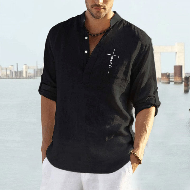 Chemise Homme Lin Coton Décontracté Été