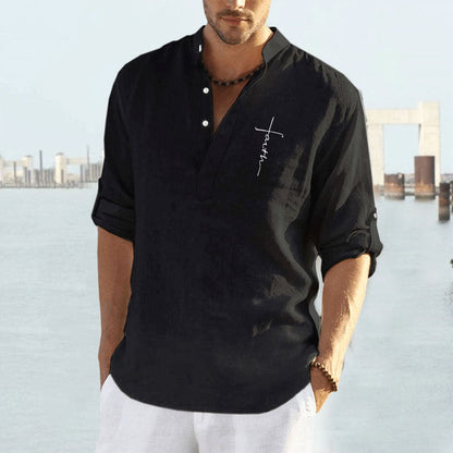 Chemise Homme Lin Coton Décontracté Été