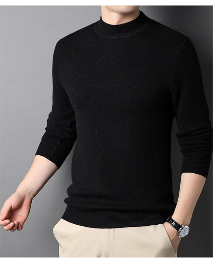 Pull Homme en Laine Mélangée Col Roulé Chic