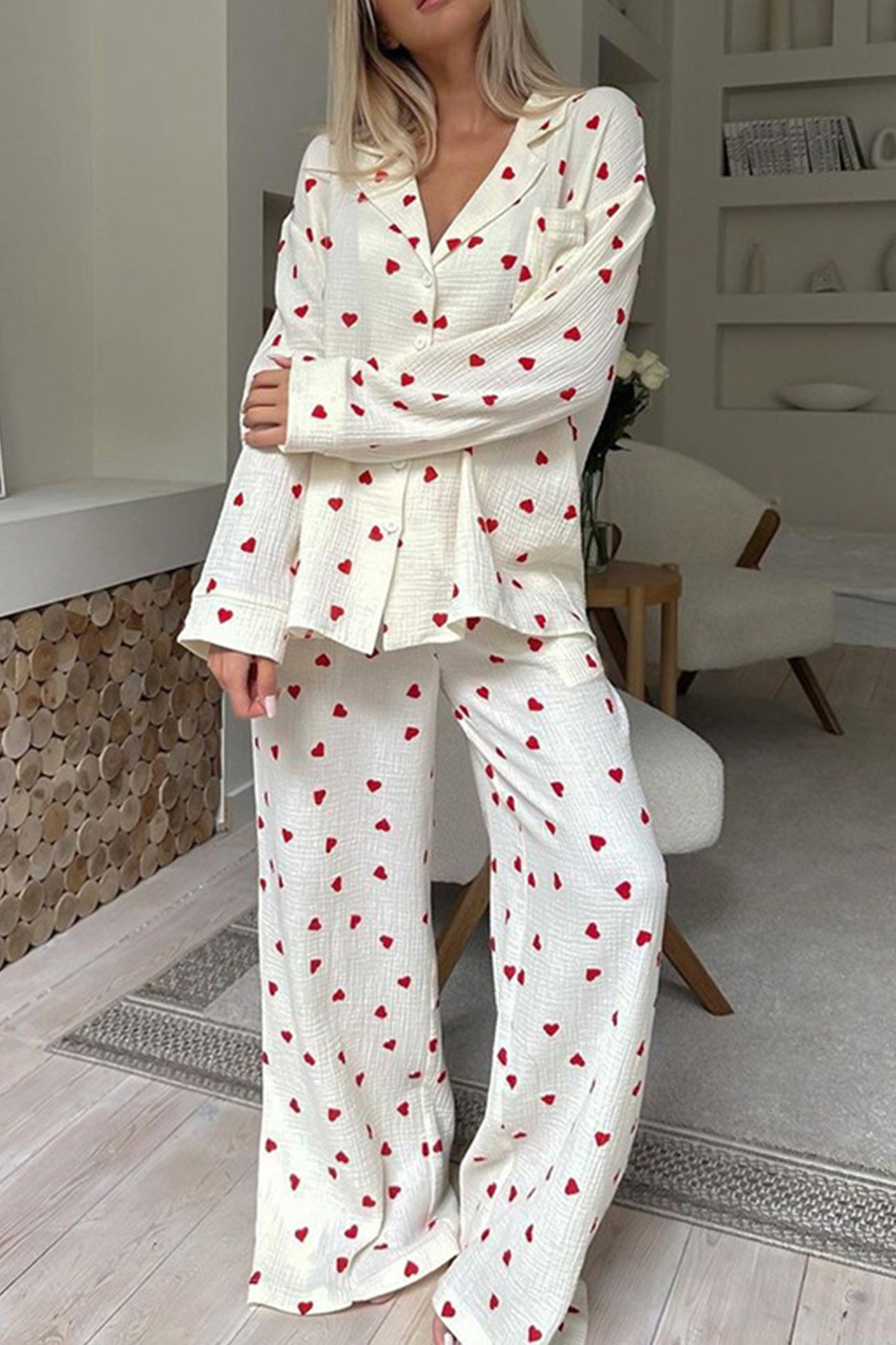 Pyjama Cœur Doux pour Femmes pour Nuits Confortables
