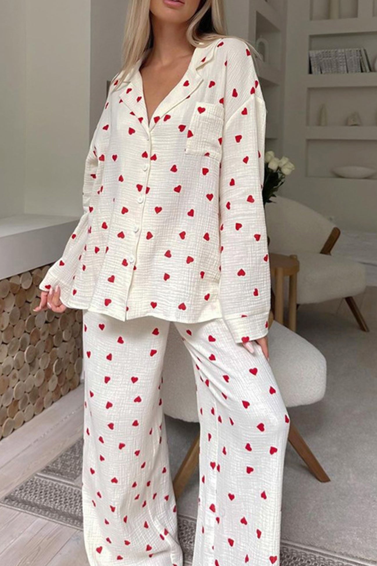 Pyjama Cœur Doux pour Femmes pour Nuits Confortables