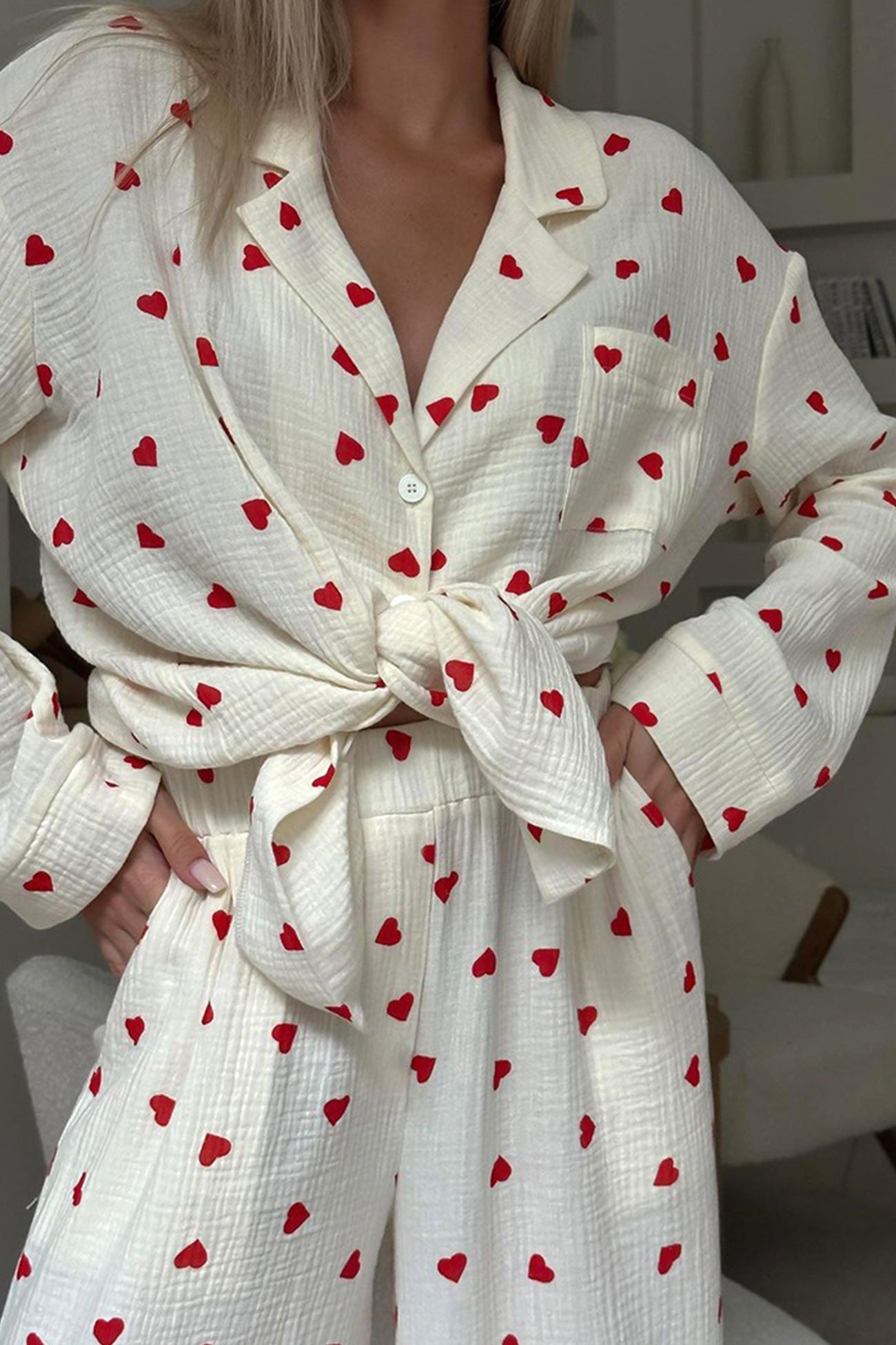 Pyjama Cœur Doux pour Femmes pour Nuits Confortables