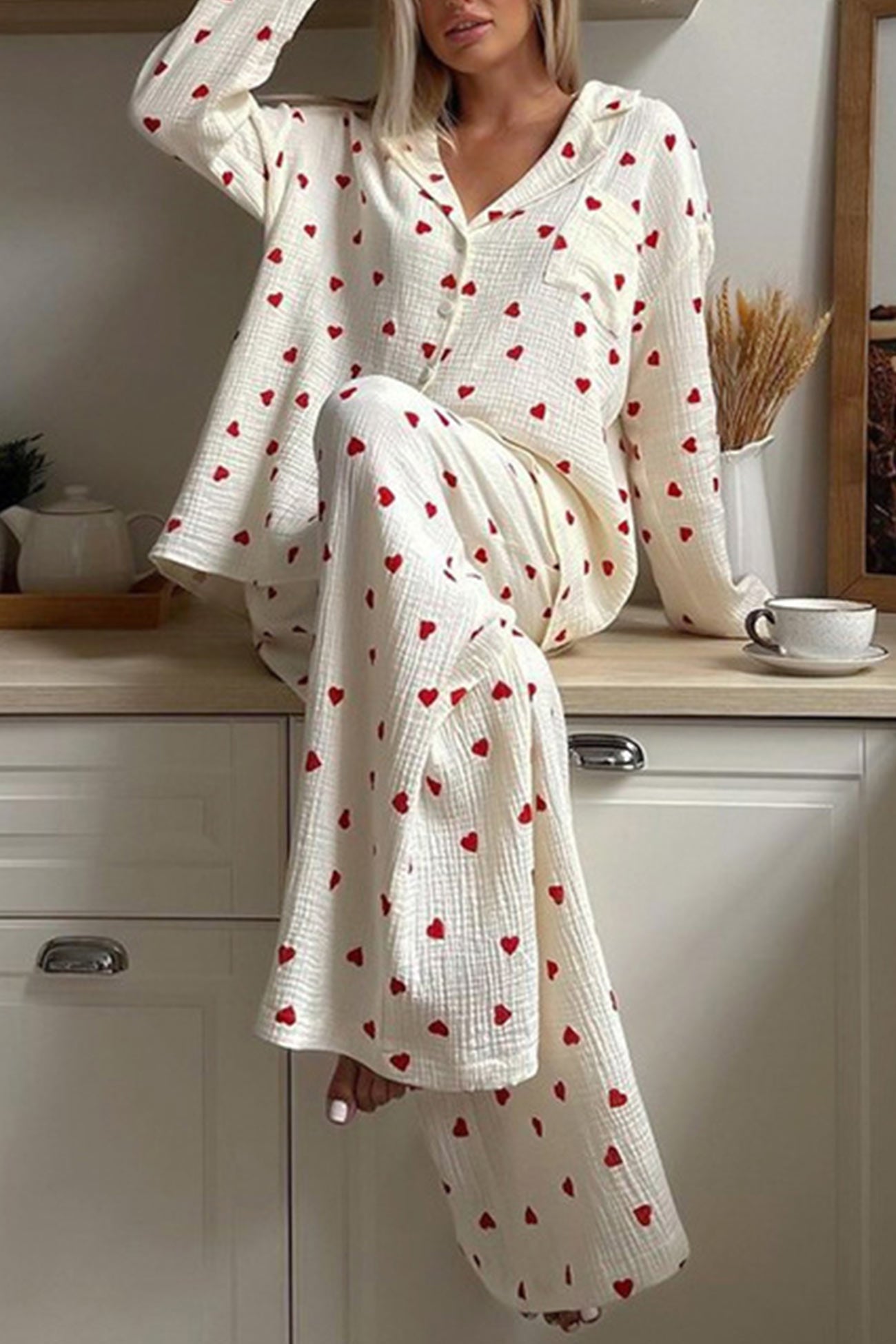 Pyjama Cœur Doux pour Femmes pour Nuits Confortables