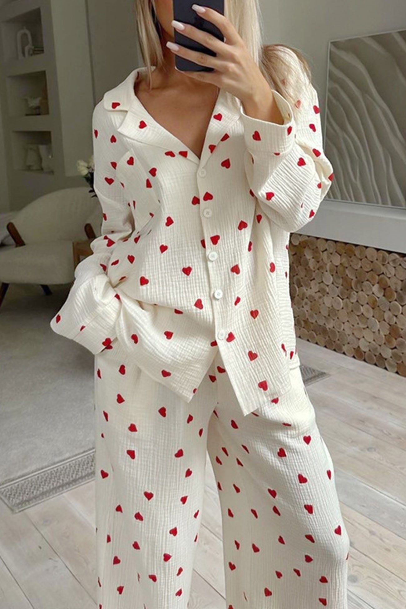 Pyjama Cœur Doux pour Femmes pour Nuits Confortables