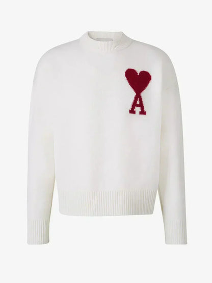 Pull en Laine Cachemire Élégant avec Broderie Cœur
