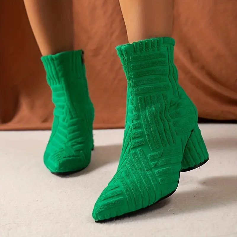 Bottes Femmes Talon Haut Couleur Unie Élégantes
