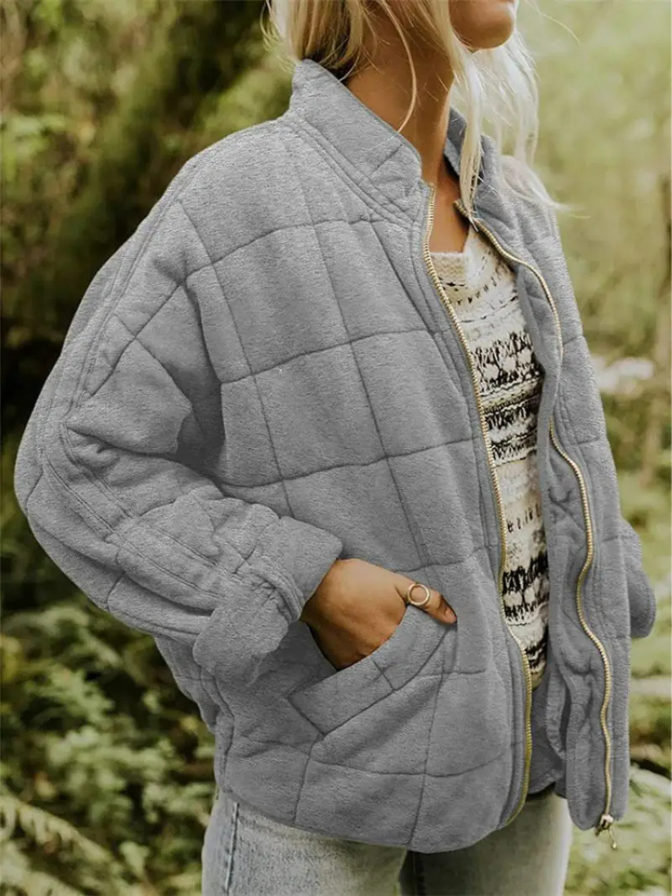 Veste Douillette Cuir Automne Femme