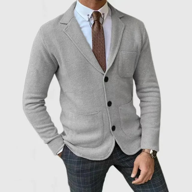 Blazer Homme Tricoté Manches Longues avec Poches