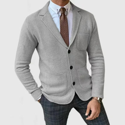 Blazer Homme Tricoté Manches Longues avec Poches