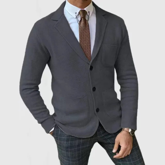 Blazer Homme Tricoté Manches Longues avec Poches