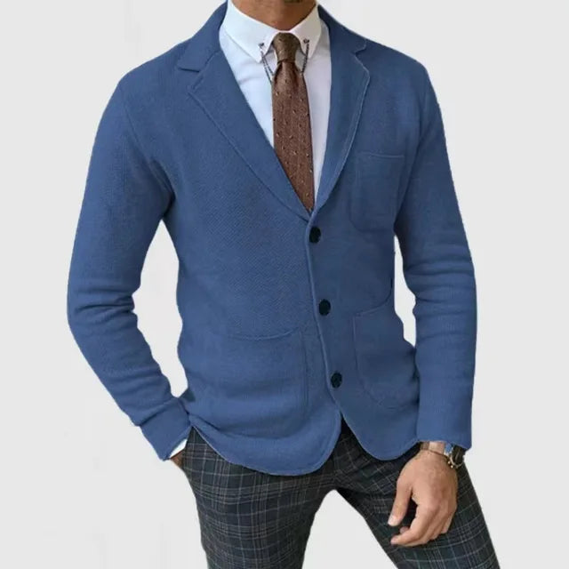 Blazer Homme Tricoté Manches Longues avec Poches