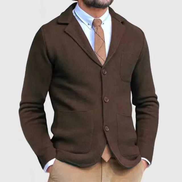 Blazer Homme Tricoté Manches Longues avec Poches