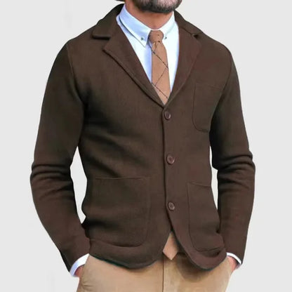 Blazer Homme Tricoté Manches Longues avec Poches