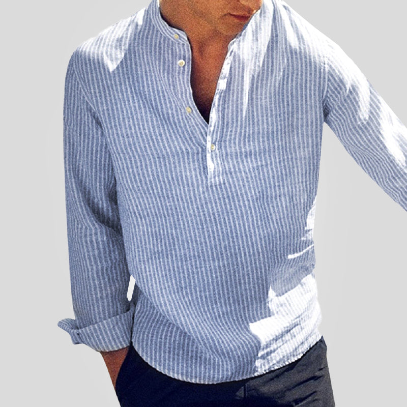 Chemise Décontractée Rayures avec Col Montant