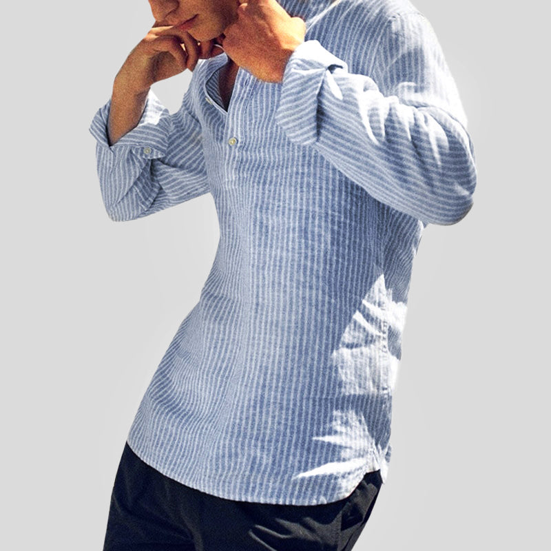 Chemise Décontractée Rayures avec Col Montant