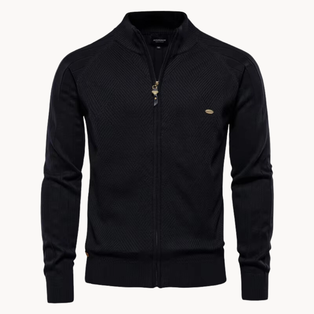 Cardigan zippé élégant avec col montant
