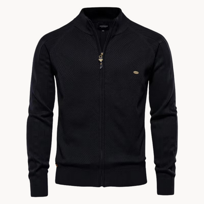 Cardigan zippé élégant avec col montant