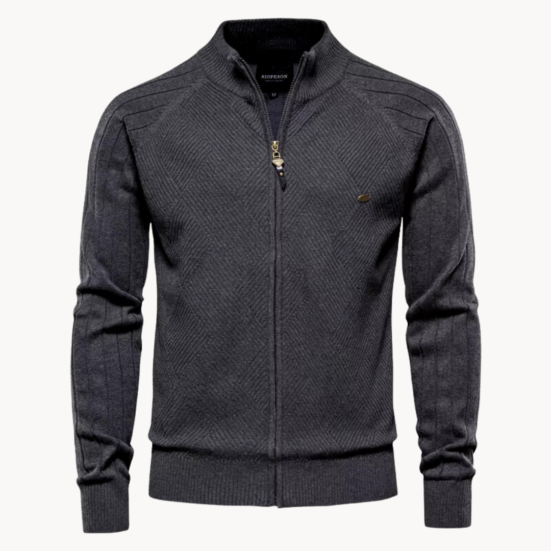 Cardigan zippé élégant avec col montant