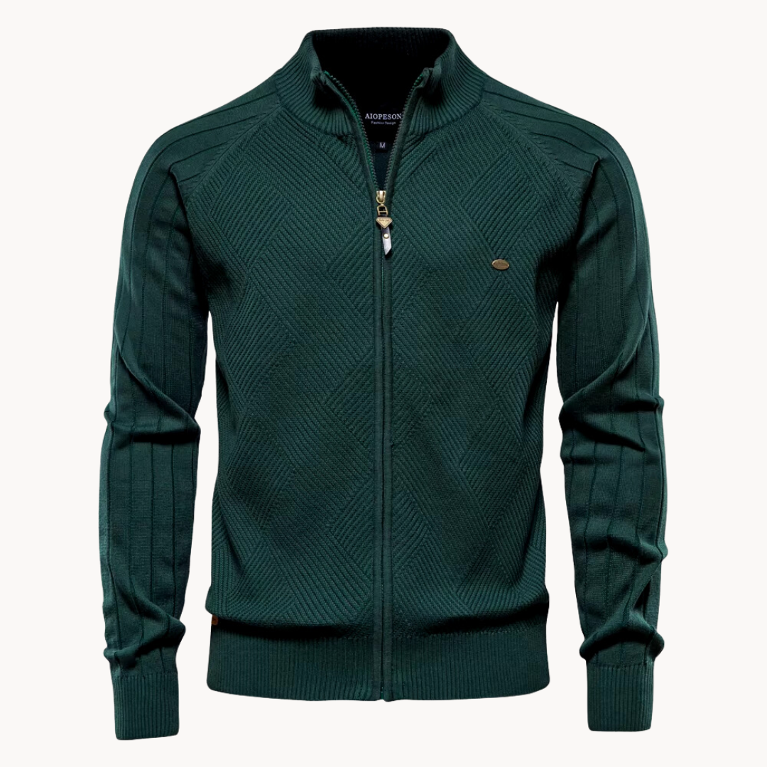 Cardigan zippé élégant avec col montant