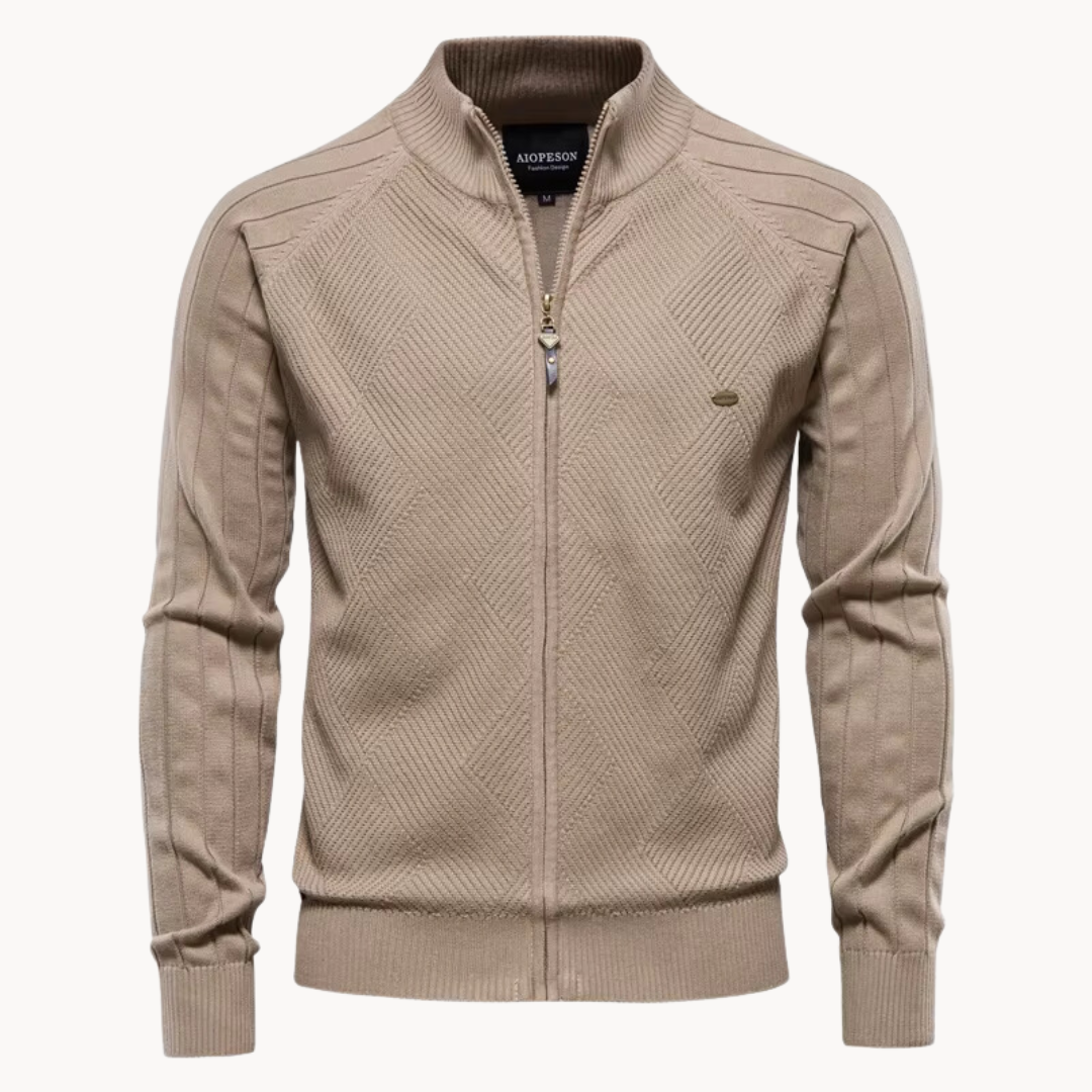 Cardigan zippé élégant avec col montant