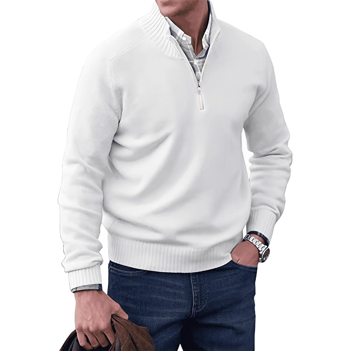Pull Homme Classique Zippé pour Tous Les Jours