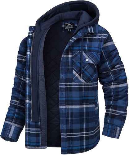 Veste en flanelle homme avec capuche et doublure polaire
