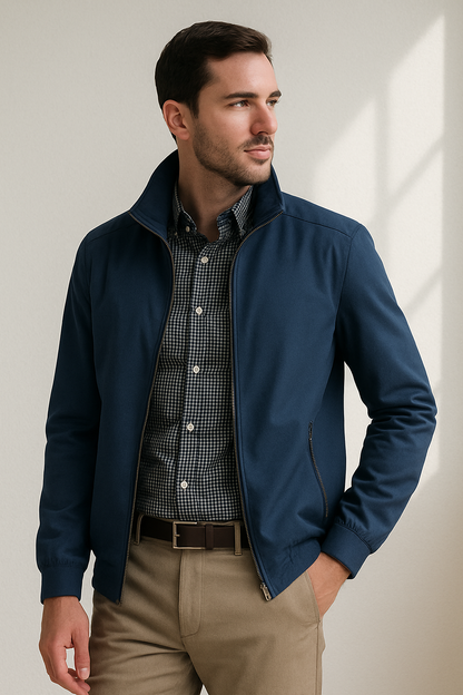Veste Homme Légère Col Montant Coupe Moderne