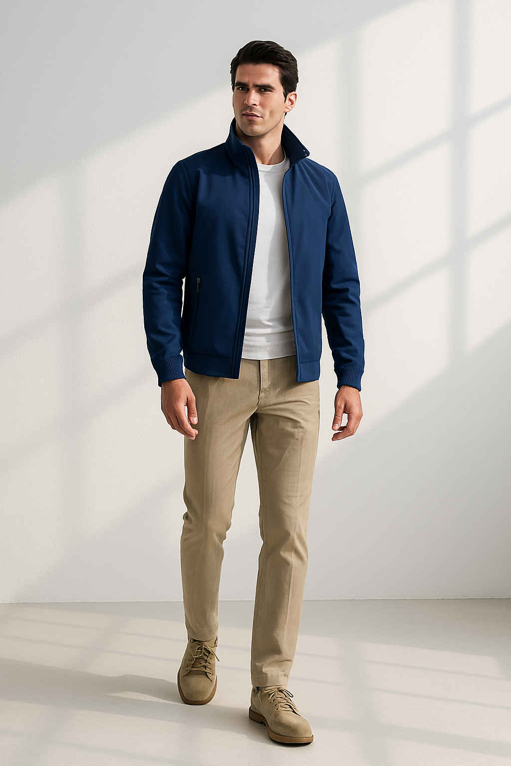 Veste Homme Légère Col Montant Coupe Moderne