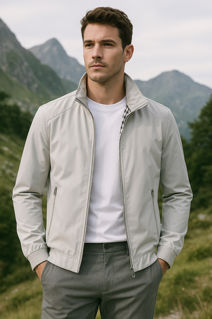 Veste Homme Légère Col Montant Coupe Moderne