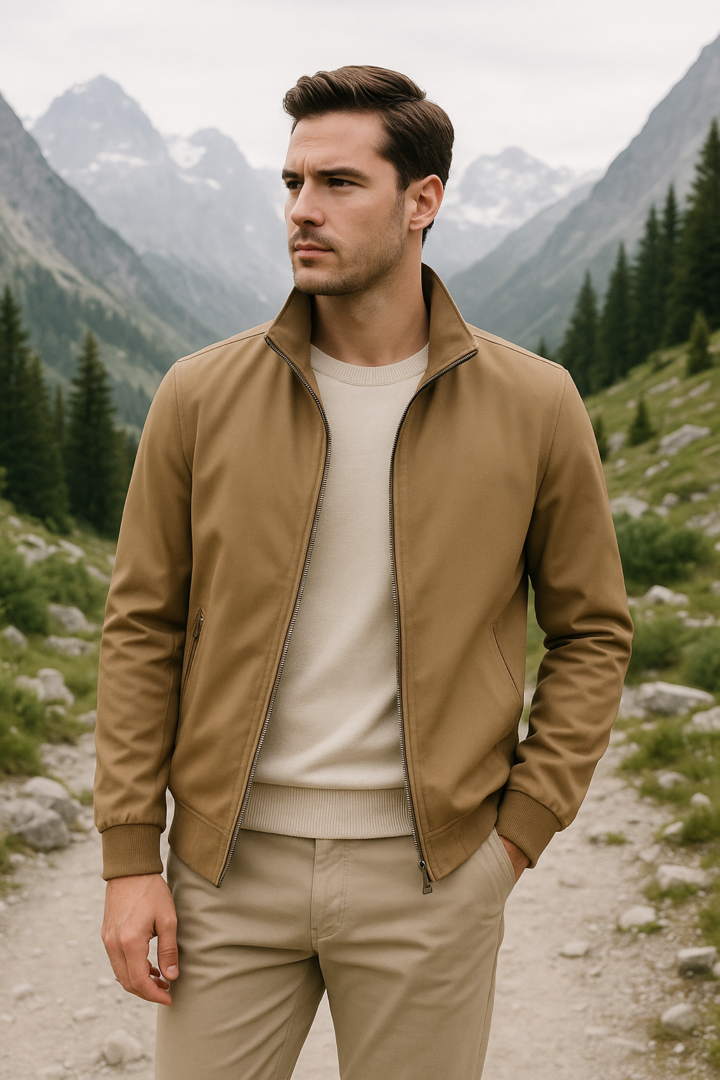 Veste Homme Légère Col Montant Coupe Moderne