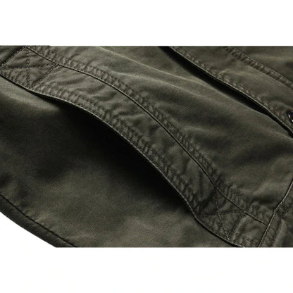 Veste Homme Militaire à Capuchon avec Poches et Fermeture Éclair