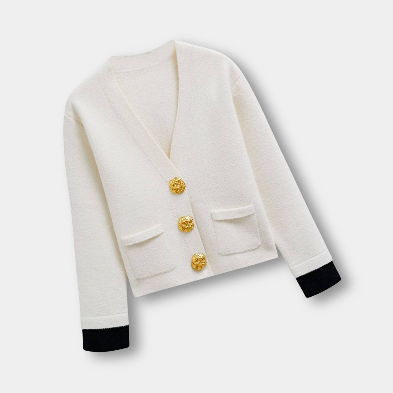 Cardigan Femme Col V Manches Longues Élégant - PanierRoyale