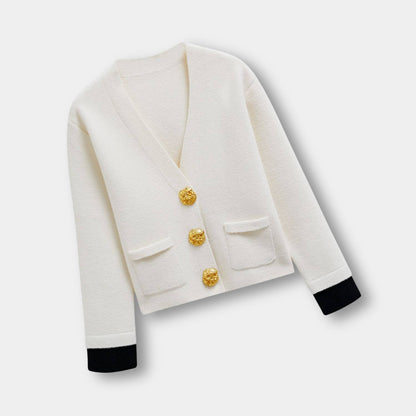 Cardigan Femme Col V Manches Longues Élégant - PanierRoyale