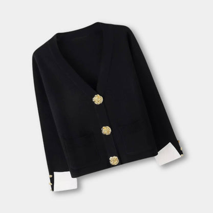 Cardigan Femme Col V Manches Longues Élégant