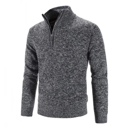 Pull Homme Laine Mélangée à Capuchon et Fermeture Éclair