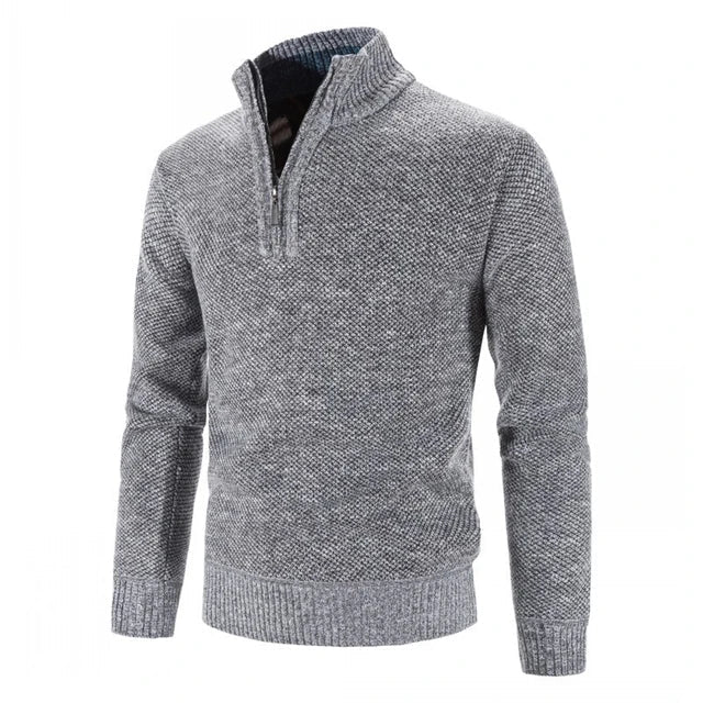 Pull Homme Laine Mélangée à Capuchon et Fermeture Éclair