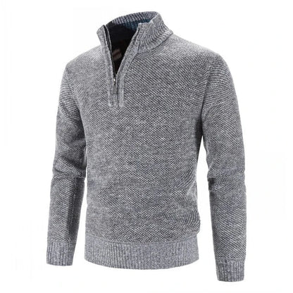 Pull Homme Laine Mélangée à Capuchon et Fermeture Éclair