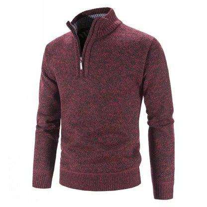Pull Homme Laine Mélangée à Capuchon et Fermeture Éclair
