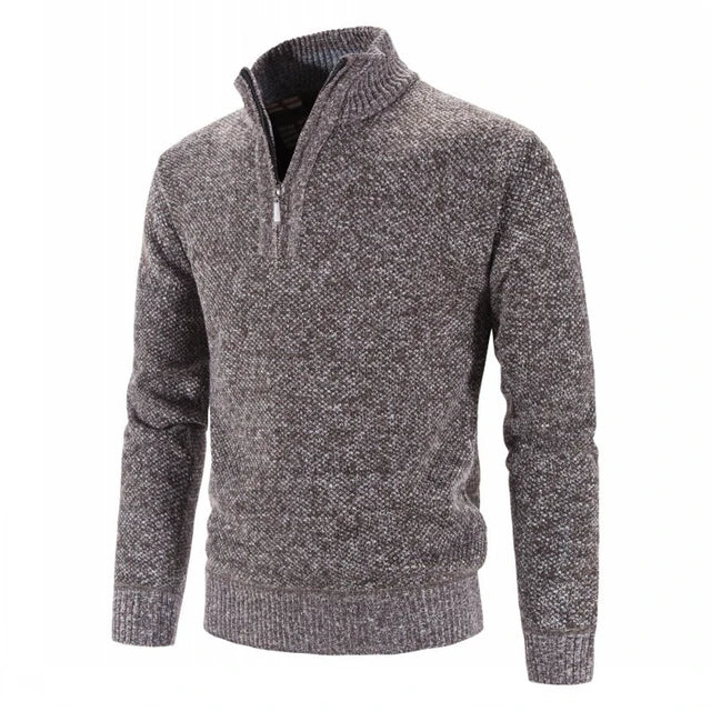Pull Homme Laine Mélangée à Capuchon et Fermeture Éclair