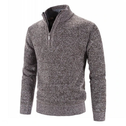 Pull Homme Laine Mélangée à Capuchon et Fermeture Éclair