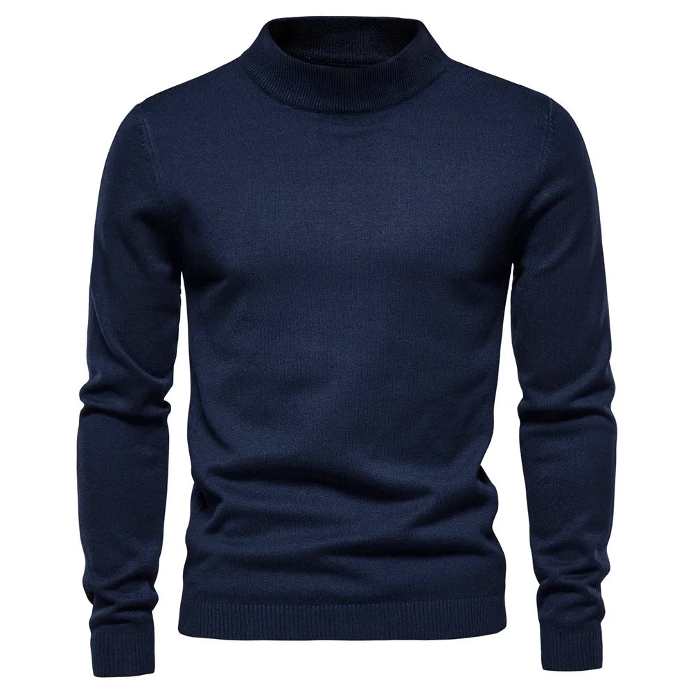 Pull Homme en Laine Mélangée Col Roulé Chaud et Élégant