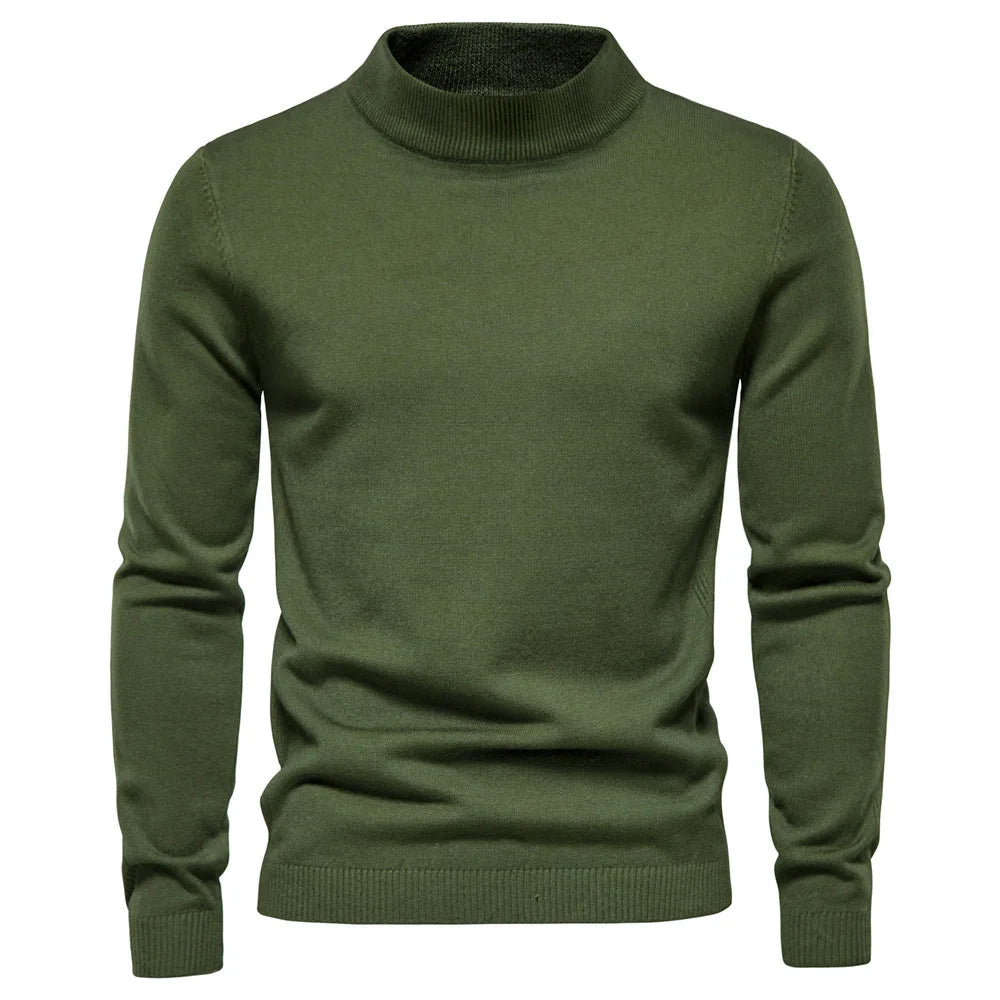 Pull Homme en Laine Mélangée Col Roulé Chaud et Élégant