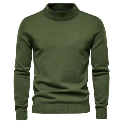 Pull Homme en Laine Mélangée Col Roulé Chaud et Élégant