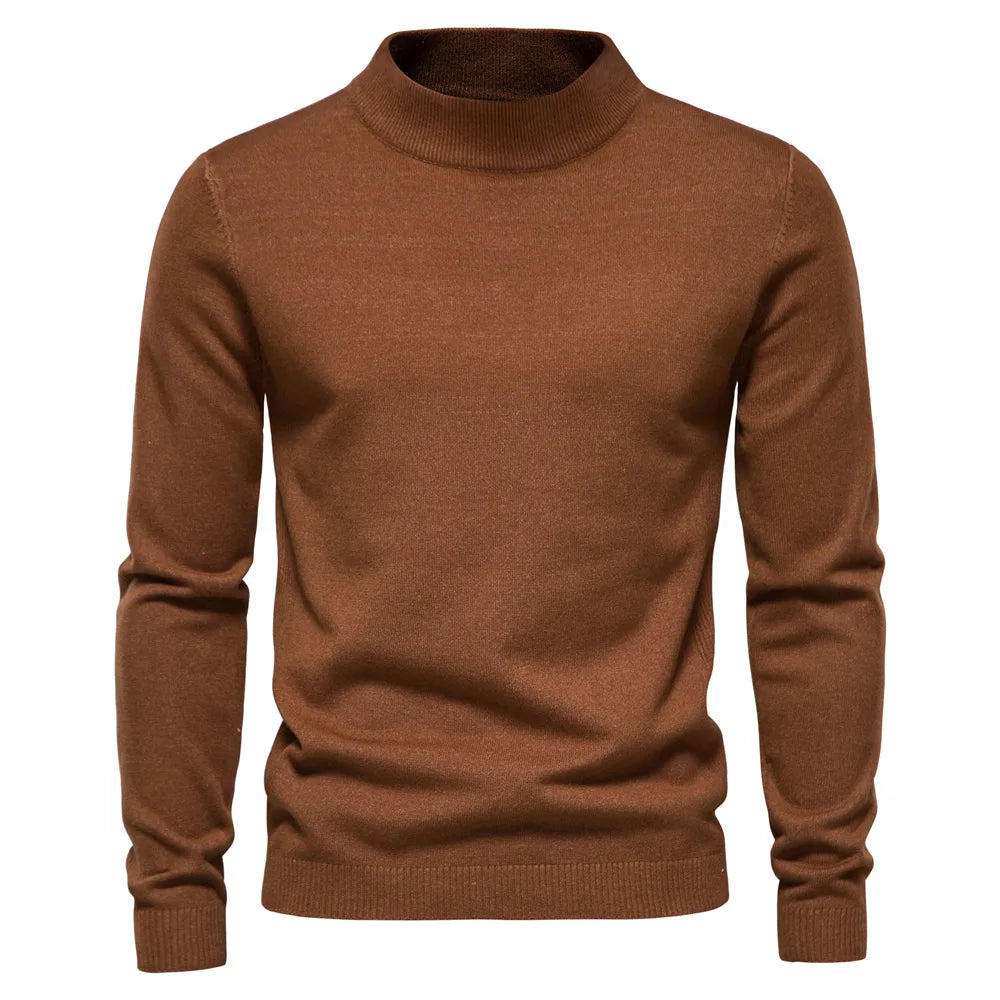 Pull Homme en Laine Mélangée Col Roulé Chaud et Élégant