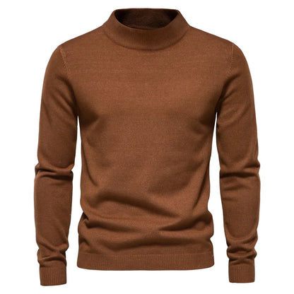Pull Homme en Laine Mélangée Col Roulé Chaud et Élégant