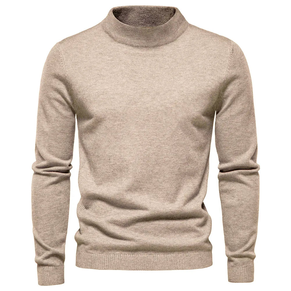 Pull Homme en Laine Mélangée Col Roulé Chaud et Élégant