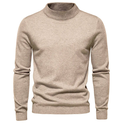Pull Homme en Laine Mélangée Col Roulé Chaud et Élégant