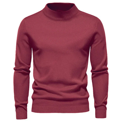 Pull Homme en Laine Mélangée Col Roulé Chaud et Élégant